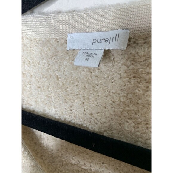 J Jill Sweater Womens Sz M Cream Tan Wool Blend Textured Knit Pullover Purejill - Picture 4 of 6